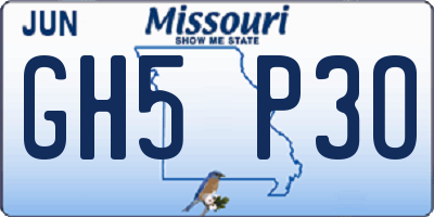 MO license plate GH5P3O