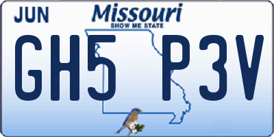 MO license plate GH5P3V