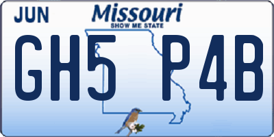 MO license plate GH5P4B