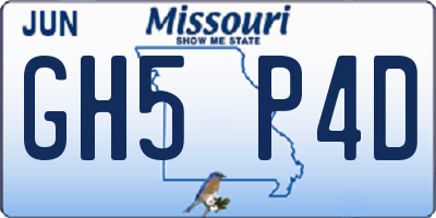 MO license plate GH5P4D