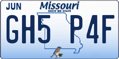 MO license plate GH5P4F