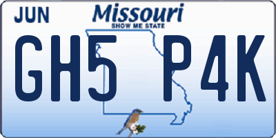 MO license plate GH5P4K
