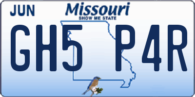 MO license plate GH5P4R