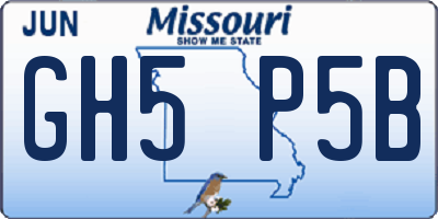 MO license plate GH5P5B