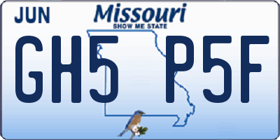 MO license plate GH5P5F