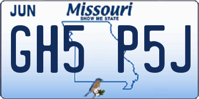 MO license plate GH5P5J