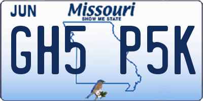 MO license plate GH5P5K