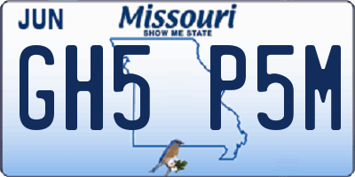 MO license plate GH5P5M