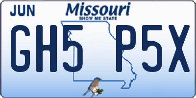 MO license plate GH5P5X