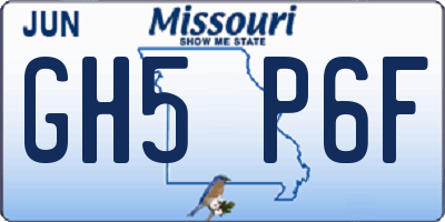 MO license plate GH5P6F