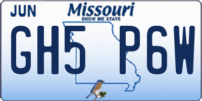MO license plate GH5P6W