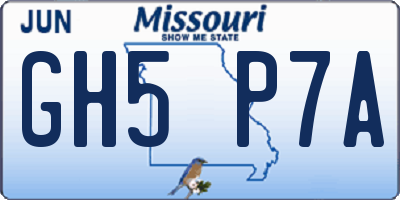 MO license plate GH5P7A