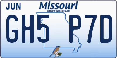 MO license plate GH5P7D