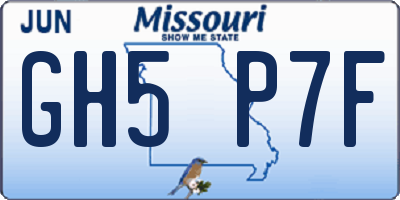 MO license plate GH5P7F