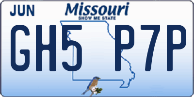 MO license plate GH5P7P