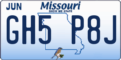 MO license plate GH5P8J