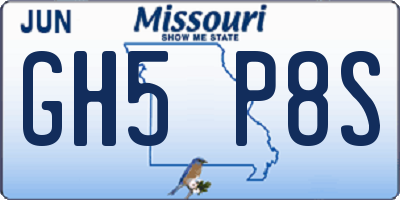 MO license plate GH5P8S