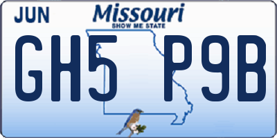 MO license plate GH5P9B