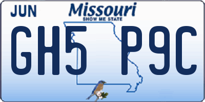 MO license plate GH5P9C