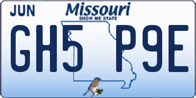 MO license plate GH5P9E