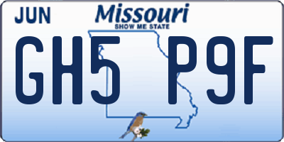 MO license plate GH5P9F
