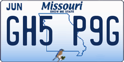 MO license plate GH5P9G