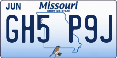 MO license plate GH5P9J