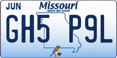 MO license plate GH5P9L