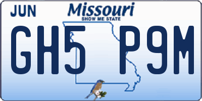 MO license plate GH5P9M