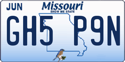 MO license plate GH5P9N