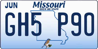 MO license plate GH5P9O