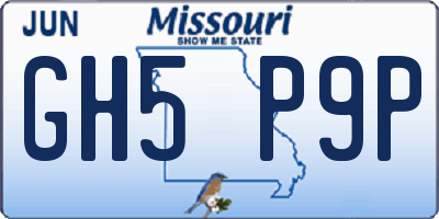 MO license plate GH5P9P