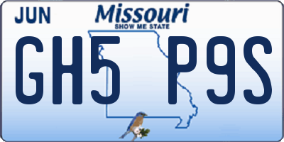 MO license plate GH5P9S