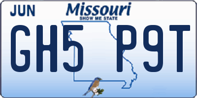 MO license plate GH5P9T