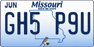 MO license plate GH5P9U