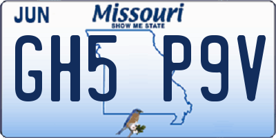 MO license plate GH5P9V