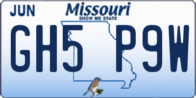 MO license plate GH5P9W