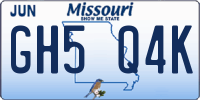 MO license plate GH5Q4K