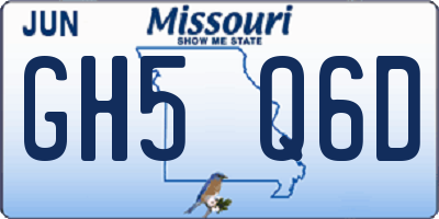 MO license plate GH5Q6D