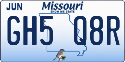 MO license plate GH5Q8R