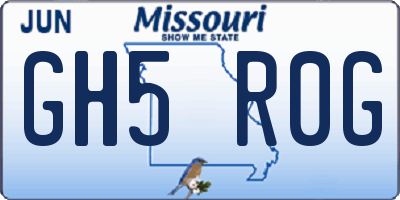 MO license plate GH5R0G