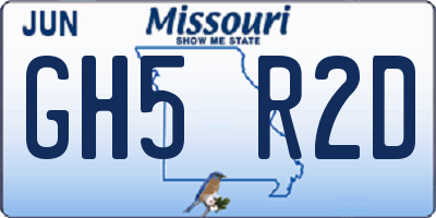 MO license plate GH5R2D
