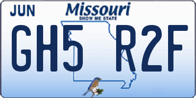 MO license plate GH5R2F