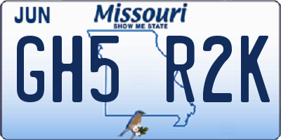 MO license plate GH5R2K