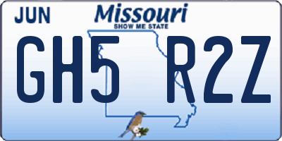 MO license plate GH5R2Z