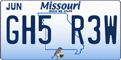 MO license plate GH5R3W