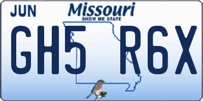 MO license plate GH5R6X