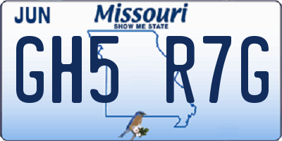 MO license plate GH5R7G