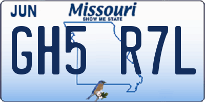 MO license plate GH5R7L