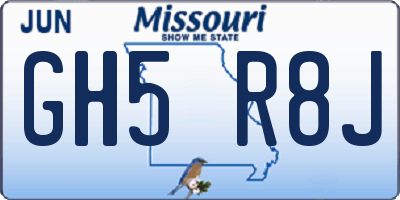 MO license plate GH5R8J